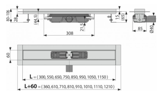 Душевой лоток AlcaPlast Professional Low для цельной решетки 55см хром APZ106-550